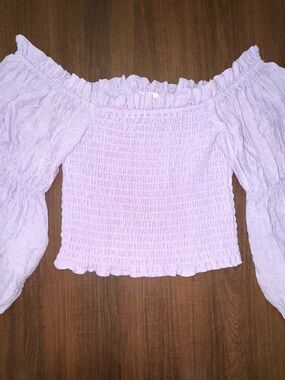 Girls Altar’d State Off-Shoulder Smocked Lavender Top